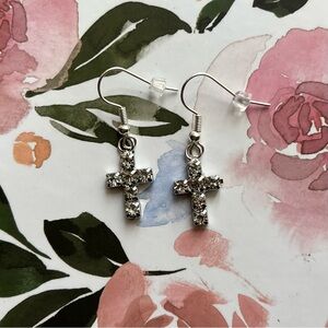 Rhinestone Crystal cross earrings